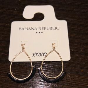 Banana Republic Gold and Black Hoop Earrings